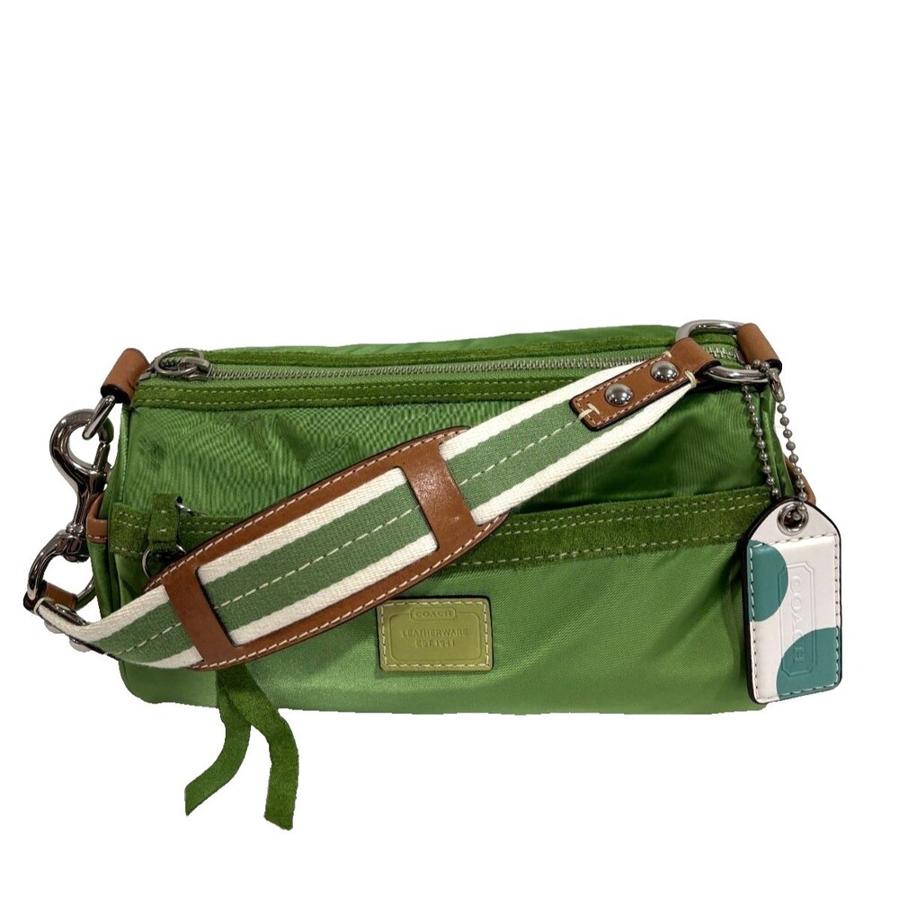 Coach Green Sateen / Leather trim Mini Barrel Bag Vintage 2006 RARE - Picture 2 of 14